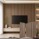 5 Pack Large Wood SlatWall Acoustic Panels for Wall 47.2 x 23.6 x 0.4 Inch Soundproof Sound Absorbing Decor Panels Wood Veneer Panels for Living Room Bedroom Home Studio Office Decor (Walnut, 5 Pack)