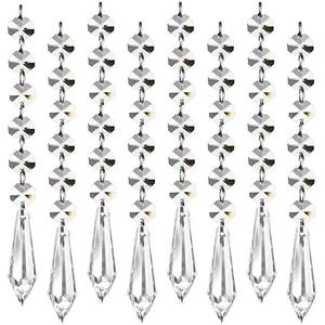 HOHIYA 30 Pack Acrylic Hanging Crystals for Centerpieces Wedding Decorations Chandelier Pendants Christmas Tree Ornaments Prism Light Reflecting Garland for DIY Crafts and Home Decor