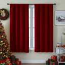 Simplebrand Ava Red Blackout Curtains for Bedroom 63 Inch Length 2 Panels Set, Nursery Thermal Insulated Energy Saving Rod Pocket Window Treatment Curtains Blackout Drapes, W40 x L63 Inch, Red