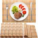 Coloch 8 Pack Natural Bamboo Placemats, Rustic Anti-Slip and Heat-Resistant Table Mat for Kitchen, Dinning Room, Table Protection