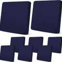 Newwiee 8Pcs Patio Cushion Covers Stretch Outdoor Cushion Cover Replacement for Patio Furniture Sofa Couch Slipcovers, Soft Flexibility Washable Furniture Protector(Waterproof Pure,Navy)