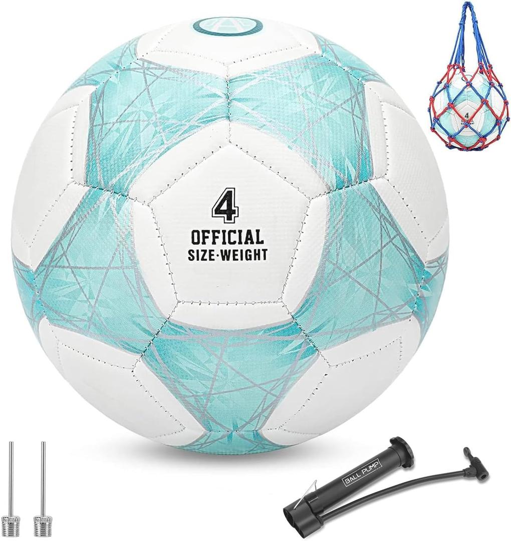 STEEFAN Teal/Blue/Pink Soccer Ball Size 3/4/5 for Kids Outdoor Play,Color Change Soccer Official Ball with Needles and Air Pump,Idea Gift for Teen Boy Girl Junior Women,Indoor Outdoor Game Soccer Ball