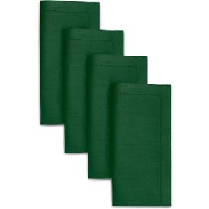 D'Moksha Homes Forest Green Linen Napkins Set of 4 - Classic Hemstitch 100% Pure Linen Hemstitch Dinner Napkins 20 x 20 Inch for St Patricks Day, Easter - Handcrafted and Machine Washable