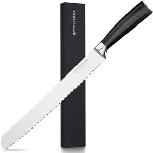 10-Inch Serrated Bread Knife for Homemade Bread, Sourdough Bread Knife with Wide Wavy Edge for Slicing Toast, Baguette, Bagels, Cake