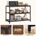 Homleke 39.4" L Kitchen Island with 3 Shelves, Kitchen Shelf with Large Workstation, Bakers Rack, Workbench, Metal Frame, Rustic Brown and Black, 39.4"L X 19.7"W X 31.5"H