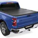KUIPERAUTO Tri Hard Tonneau Cover Truck Bed Compatible for 2019-2025 Chevrolet Silverado GMC Sierra 1500 2500HD 3500HD - 6.5 FT Bed On Top (78 inch)