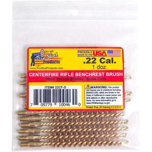 Pro-Shot Rifle Bore Brush Dozen Packs: .22 Cal. Centerfire Brass Brushes with Bronze Bristles, Gun Cleaning Kit Essentials for Rifle Maintenance, Gun Cleaner with Packs of a Dozen Cleaning Brushes