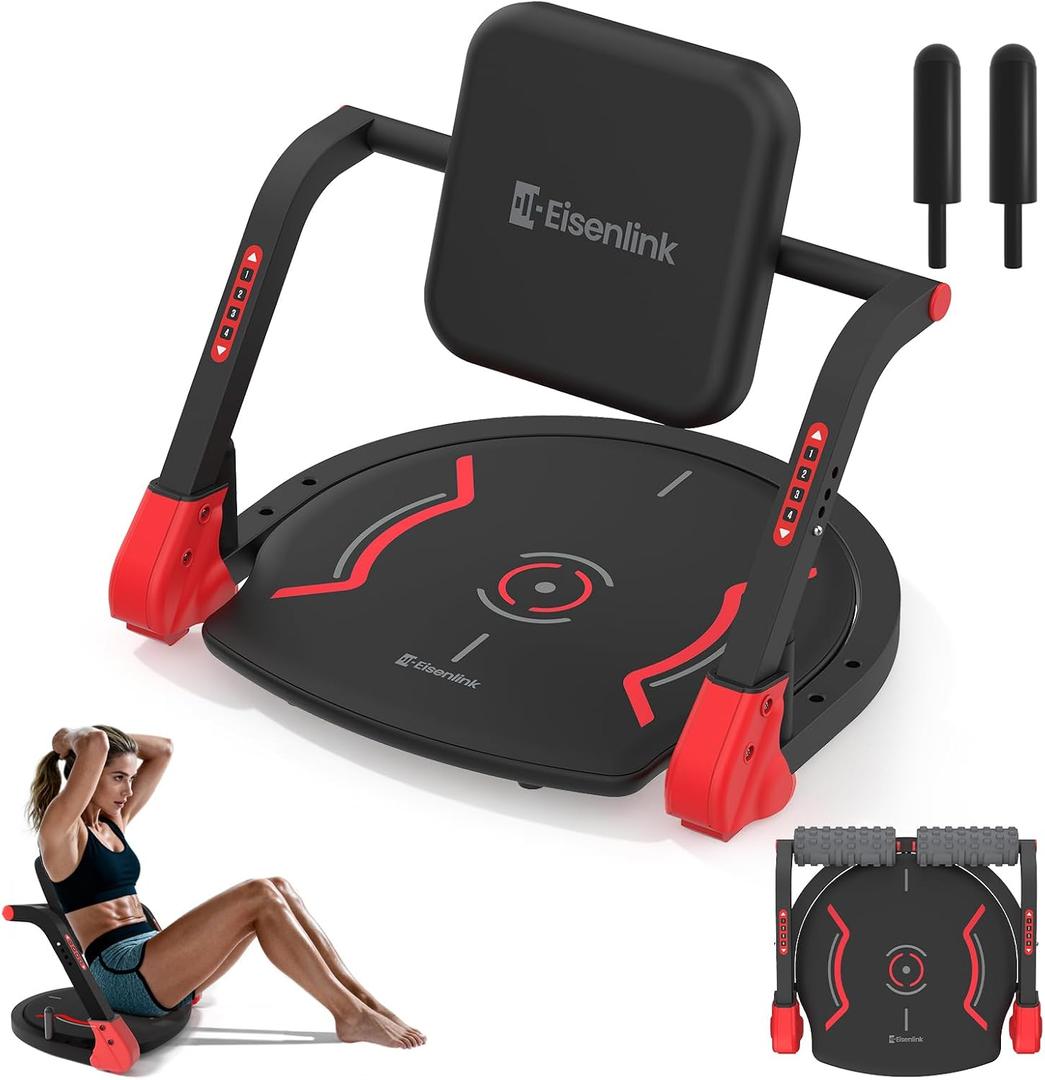 Sit Up Machine, Upgraded Ab Machine for Home Gym Core Workout | Ab Machine with Flat Backrest, 4-Level Resistance, Massage Roller, Reinforced Steel Frame, 330LBS Max for Men & Women