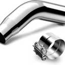 LCGP 4" Elbow Exhaust Tip with a Clamp, Chrome Electroplated Exhaust Pipe 4" Inlet 5" Outlet 23" Length Turndown Diesel Exhaust Tip