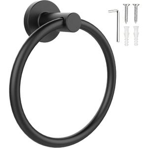 SetSail Towel Holder for Bathroom Wall Matte Black Towel Ring Stainless Steel Hand Towel Holder Heavy Duty Towel Hanger for Bath, Kitchen (1 pack)