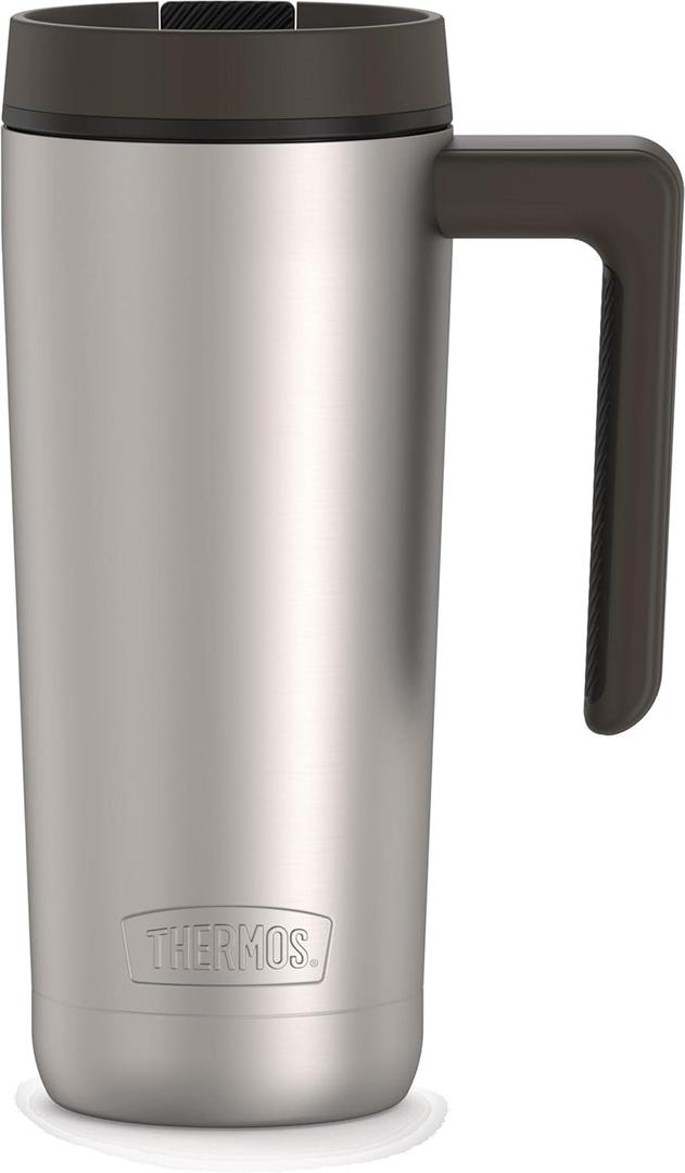 THERMOS ALTA SERIES Stainless Steel Mug 18 Ounce, Matte Steel/Espresso Black