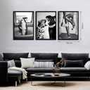 Framed Trendy Black and White Wall Art Set of 3, Fashionable Cheetah Wall Decor, Posters for Room Aesthetic, Modern Vintage Photography Model Canvas Prints for Living Room Bedroom – 16x24in, 24L" x 16W"