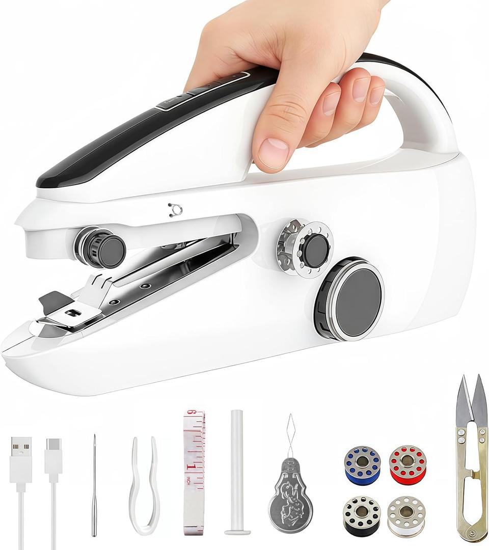 Ninonly Handheld Sewing Machine for Beginners, Portable Mini Sewing Machine with Two Speed Modes for Quick Home Repairs Mom Birthday Valentine's Day Gifts