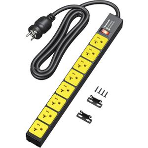 DEWENWILS Heavy Duty Power Strip 20AMP, 8 AC Outlets, Overload Protection & Surge Protection, 12 Gauge Extension Cord 6FT, Wide-Spaced 5-20R & 5-20P T-Slot, Industrial Power Strip for Workshop