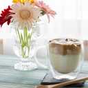 Sorfity Cappuccino Glass Mugs, Set of 4 Double Walled Espresso Mug Cups Glass Mug Set Insulated Clear Drinking Glass Coffee Cups with Handle for Latte, Cappuccino, Tea Bag, Juice (250ml /8.45oz)