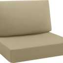 idee-home Outdoor Cushions for Patio Furniture, Outdoor Seat Cushion, Waterproof Hampton Bay Deep Seat Replacement Couch Chair Cushions for Garden Lawn Backyard Deck, 28.5 x 28.5 (Light Khaki)