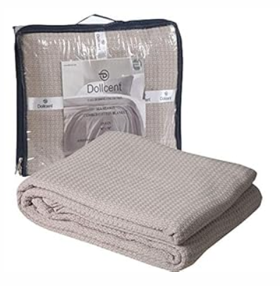 DOLLCENT 100% Cotton King Size Blanket for Bed, Premium Soft Combed Lightweight Blankets, Washed Breathable Cozy Bed Throw Blanket, Sand King Cotton Blankets for All Season: Sand (108"x90")