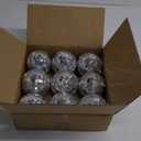Suwimut Pack of 9 Mirror Disco Ball, 4 Inch Small Reflective Mirror Ball Ornaments Silver Hanging Disco Balls with Attached String for Reflect Light, Party Favor, Home Bands Decorations, Stage Props