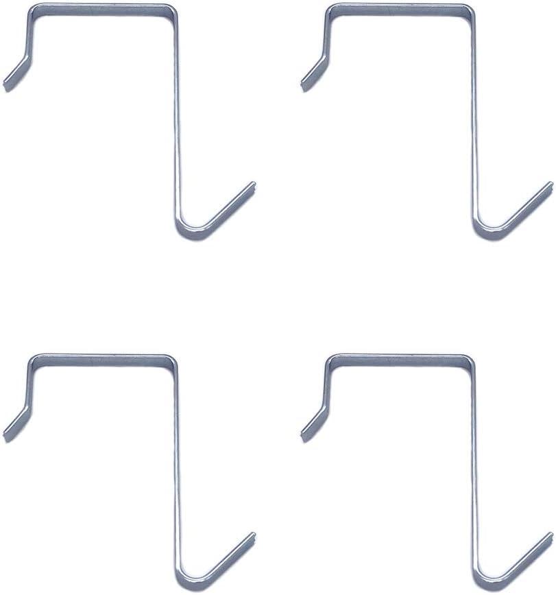 Over the Door Hanger Hook 4 Pack Silver Pocket Chart Hanging Hooks Metal Space Saving Organizer for Coat Towel Bag Robe Clothes