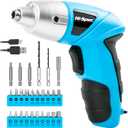 Hi-Spec Small Electric Screwdriver, Mini Drill Set, Rechargeable 3.6V Cordless Screwdriver with 26 Driver Bits, Power Tool for Small Projects & Home Use, Blue