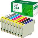 Remanufactured T054 Ink Cartridge Eps 054 T054020 T054120 T054220 T054320 T054420 T054720 T054820 T054920 Ink Pack Compatible with Eps Photo Stylus R800 R1800 (8 Pack)