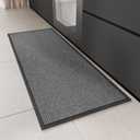 Kitchen Rug, Rubber Non Slip Kitchen Rugs Washable, Absorbent Runner Mat for Floor, Machine Washable Standing Mats for in Front of Sink, Door, Laundry, Entryway, Entrance (Black, 47"  17.3") (1'5" x 3'11" (Rectangular))