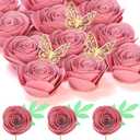 Dusty Rose Flowers 3D Rolled Roses Paper Flowers Decorations for Custom Shadow Box Frame, Mini Artificial Crafts DIY Birthday Gift (18 Pieces, Bright Pink)