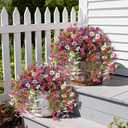 INQCMY 2Pcs Artificial Fake Hanging Flowers for Outdoors UV Resistant Artificial Plants for Spring Summer Decor Look Real Faux Flowers for Outside Home Planter Porch Patio Decor