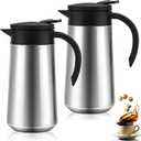 Ziliny 2 Pcs 27oz Thermal Coffee Carafe Stainless Steel Coffee Pot for Keeping Hot/cold Insulated Double Walled Vacuum Tea Pot with Press Button Drink Beverage Dispenser for Milk Tea(Silver)