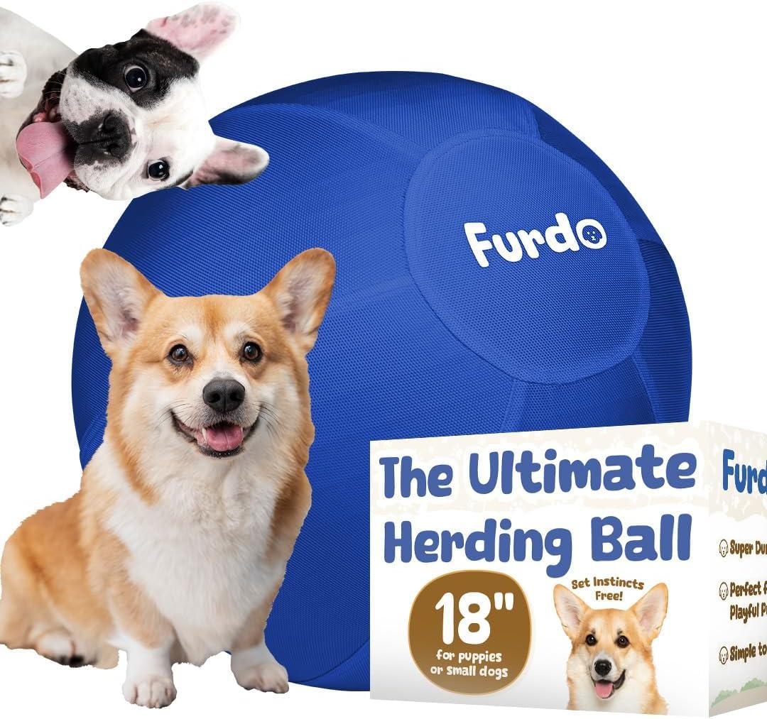 18" Herding Ball for Dogs, for Australian Shepherd, for Cattle, for Border Collie, for Blue Heelers & Other Small to Medium Dogs, Herding Dog Toys, Horse Ball - Blue