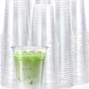 TashiBox 12 Ounce - 100 Count Plastic Cups for Cold Drink, Disposable Coffee Cups