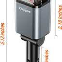 Coolpow Retractable Car Charger Adapter4 in 1 Fast ChargingRetractable Car Charger USB C Car Phone Charger USB C Cigarette Lighter Charger Adapter Car Charging Block Cube for iPhone 17 Pro Max 16 15 (Gray)