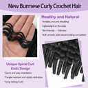 Burmese Curly Crochet Hair 18 Inch 8 Packs 128 Strands Knotless Pre-Looped with Spiral Curl Ends for Black Women Bohemian Braids Braiding Hair Extensions Fiber Close to Human Hair Crochet Hair (1B)