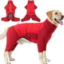 HEYWEAN Dog Winter Coat Waterproof Cold Weather Jacket with Harness Opening Stretchy Legs & No-Zip Design Snug Fit for Small to Large Breeds Red XL