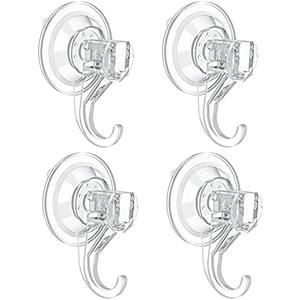VIS'V Suction Cup Hooks, Small Clear Shower Suction Hooks Heavy Duty Vacuum Suction Cups with Hooks Removable Reusable Bathroom Suction Hooks for Tile Wall Window Glass Door 4 Pcs VIS'V Suction Cup Hooks, Small Clear Shower Suction Hooks Heavy Duty Vacuum Suction Cups with Hooks Removable Reusable Bathroom Suction Hooks for Tile Wall Window Glass Door 4 Pcs