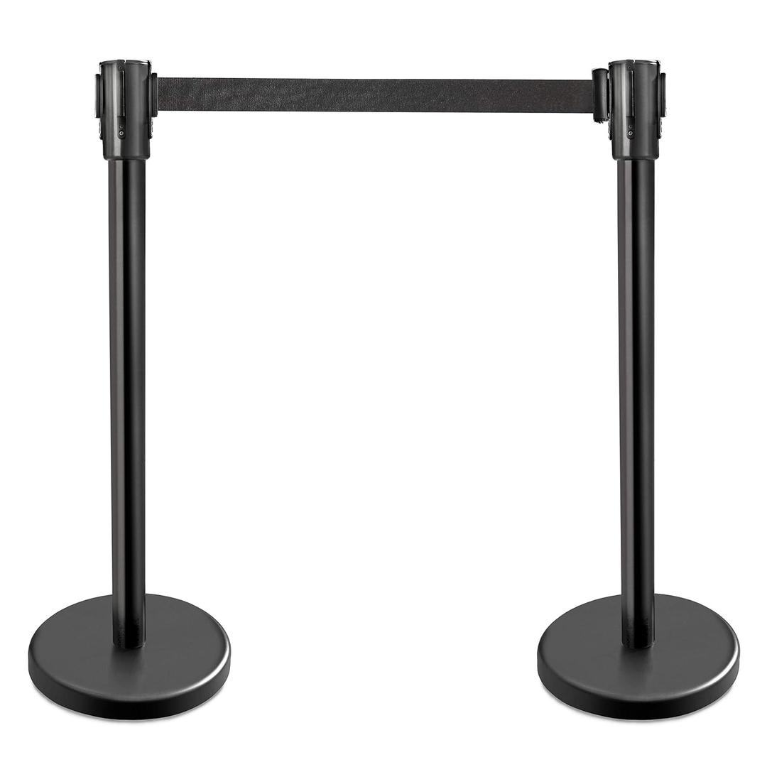 New Star Foodservice 54590 Stanchions, 36-Inch Height, 6.5-Foot Retractable Belt, Set of 2, Black Belt, 22 inches x 34 inches x 3 inches