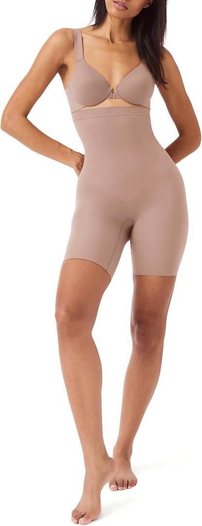 SPANX SPANXsculpt Power Series High-Waisted Mid-Thigh Short - Lightweight, All-Day Comfort - Core Control Shapewear (Large, Cafe Au Lait)