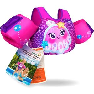 Puddle Float Jumper 230-50-60-70 Pounds, Toddler Swim Vest for 3-5-6-9 Years Old, Pool Floats with Swimming Arm Floaties Swim Jacket & Water Wings for Kids Swimmies, Boys, Girls