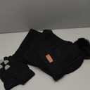 4 Pieces Winter Hat Scarf Glove Set for Women, Fleece Lined Beanie with Pom Pom, Touchscreen Gloves Knit Scarf for Cold Weather (4pcs adult black)