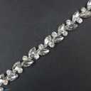 3 Yards Rhinestone Trim Chain Silver String Strips Crystal Applique Fringe Ribbon Beads Sewing for Dress DIY Party Wedding Bouquet Decoration Bridal Costume Embellishment