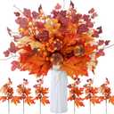 6 Pcs Pcs 20 Inch Fall Decorations Artificial Fall Flower Decor Maple Leaf Pumpkin Autumn Floral Picks Berry Stems Fake Flower Centerpieces for Table Thanksgiving Home Decor (Pumpkin)