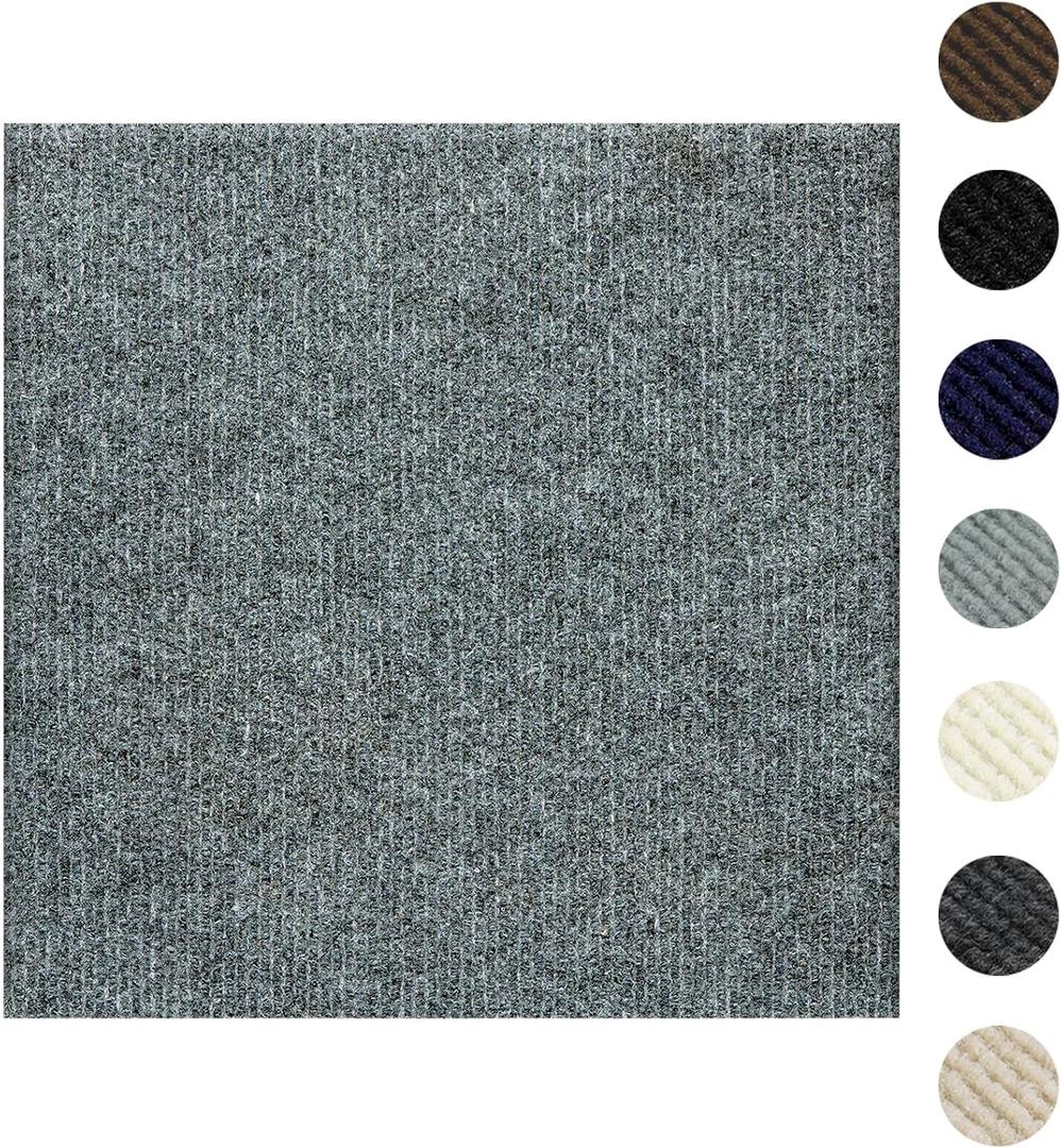 Carpet Tiles Peel and Stick 24” x 24”, Self Adhesive Soft Padded Flooring Stickers, Light Gray Home Decor for Bedroom Living Room Office, 20 Tiles & 80 sq ft per Box
