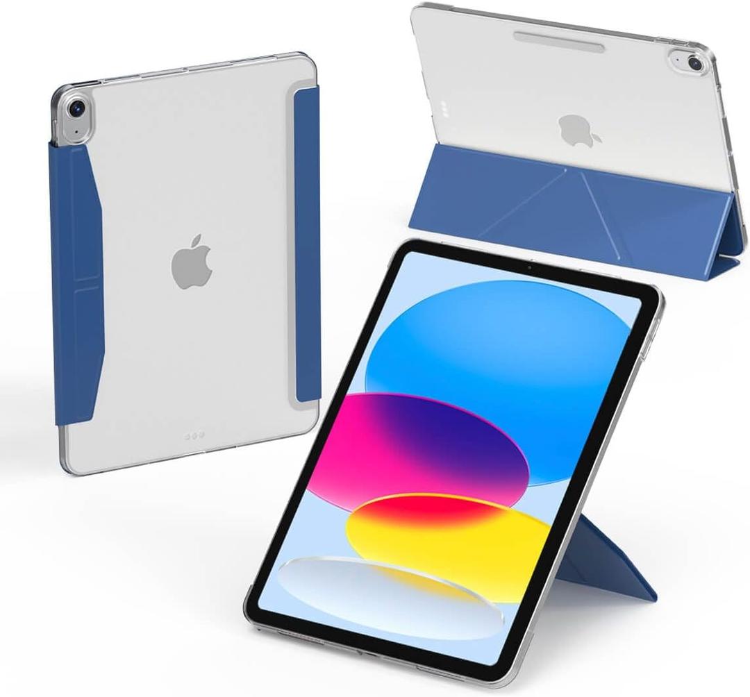 Feams Ultra Slim Case for iPad A16 11th Generation 11 Inch 2025, iPad 10th Generation 10.9 Inch 2022, YFold Stand Cover Translucent Back with Portrait Mode, Magnetic Clasp & Auto Sleep, Navy Blue