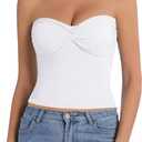 Tube Tops for Women Twist Knot Summer Going Out Crop Tops Backless Strapless Bandeau Tops Y2K Basic (White, M)