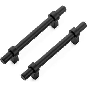 Ravinte 10 Pack 6 Inch Cabinet Pulls Matte Black Kitchen Cabinet Hardware Cupboard Handles with Square Base 6" Length,3.75" Hole Center