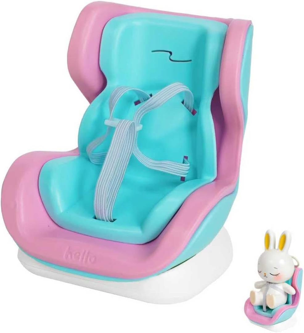 Doll Car Seat for 6-7 Inch Dolls with Elastic Strap & Magnetic Base - Vent Clip Mount and Desk Stand, for Blind Box Collectors