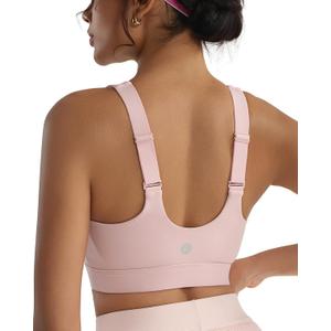 3 x RUNNING GIRL Adjustable Straps High Impact Sports Bra for Women,High Support Workout Sports Bras with Sewn in Pads (Pink, XL)
