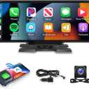 Podofo 10.26" Wireless CarPlay Car Stereo with 1080P Backup Camera, Portable Car Radio with Wireless Android Auto, IPS Touchscreen, Voice Control, Bluetooth, CarPlay Navigation, AUX/FM