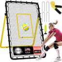 6-Angle Adjustable Volleyball Rebounder Net 7x4ft, High Stable Bounce Back Training Equipment for Practicing Volleying Bumping Spiking with High-Tension Net, PU Volleyball and Pump, Stakes