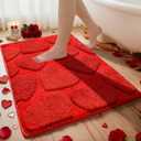 Breling 20x32 Inch Valentine's Day Heart Rug Red Heart Pattern Bathroom Mat Non Slip Absorbent Washable Rugs for Valentine's Day Home Bathroom Decor